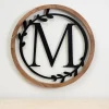 Kirkland's Home Wood And Metal Laurel Monogram M Plaque- Monogram Wall Decor