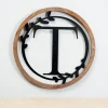 Kirkland's Home Wood And Metal Laurel Monogram T Plaque- Monogram Wall Decor