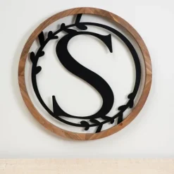 Kirkland's Home Wood And Metal Laurel Monogram S Plaque- Monogram Wall Decor