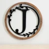 Kirkland's Home Wood And Metal Laurel Monogram J Plaque- Monogram Wall Decor