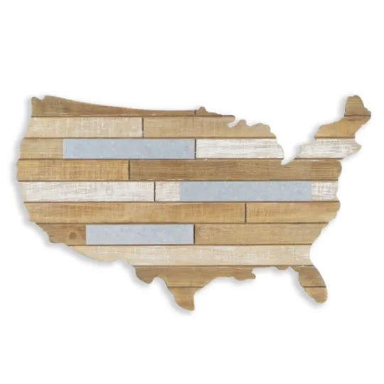 Kirkland's Home Wood And Metal Plank Usa Map Wall Plaque- Wall Plaques