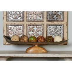 Kirkland's Home Wood And Metal Scalloped Rim Tray- Decorative Trays