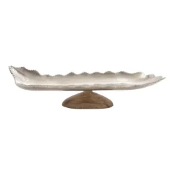 Kirkland's Home Wood And Metal Scalloped Rim Tray- Decorative Trays