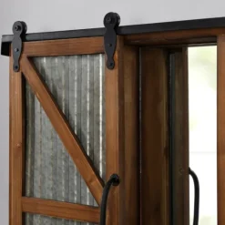 Kirkland's Home Wood And Metal Sliding Barn Door Wall Cabinet- Decorative Mirrors