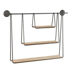 Kirkland's Home Wood And Metal Three-Tier Side Modern Wall Shelf- Shelves