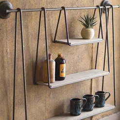 Kirkland's Home Wood And Metal Three-Tier Side Modern Wall Shelf- Shelves