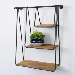 Kirkland's Home Wood And Metal 3-Tiered Hanging Wall Shelf- Shelves