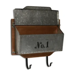 Kirkland's Home Wood And Metal Wall Storage Mail Box With Hooks- Wall Storage