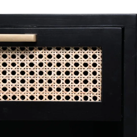 Kirkland's Home Wood And Natural Rattan Drawer Nightstand- Nightstands