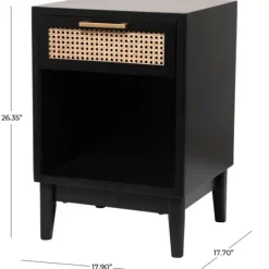 Kirkland's Home Wood And Natural Rattan Drawer Nightstand- Nightstands