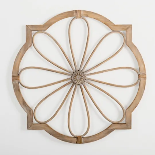 Kirkland's Home Wood And Rat Flower Wall Plaque- Wall Plaques