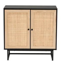 Kirkland's Home Wood And Rattan 2-Door Cabinet- Cabinets & Sideboards