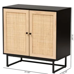 Kirkland's Home Wood And Rattan 2-Door Cabinet- Cabinets & Sideboards