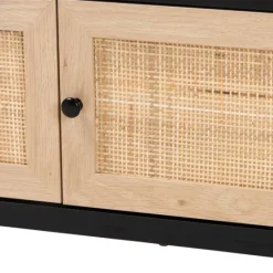 Kirkland's Home Wood And Rattan 3-Door Tv Stand- Tv Stands & Media Consoles