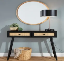 Kirkland's Home Wood And Rattan 2-Drawer Console Table- Entryway Furniture