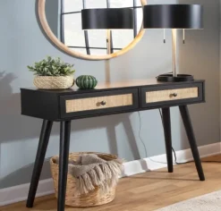 Kirkland's Home Wood And Rattan 2-Drawer Console Table- Entryway Furniture