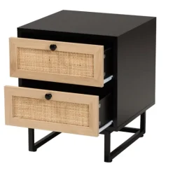 Kirkland's Home Wood And Rattan 2-Drawer Nightstand- Nightstands