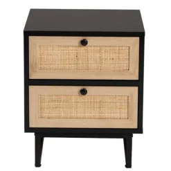 Kirkland's Home Wood And Rattan 2-Drawer Nightstand- Nightstands