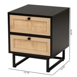 Kirkland's Home Wood And Rattan 2-Drawer Nightstand- Nightstands