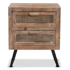 Kirkland's Home Wood And Rattan 2-Drawer Nightstand- Nightstands