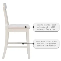 Kirkland's Home Wood And Rattan Upholstered Counter Stool- Bar Stools & Counter Height Stools