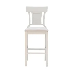 Kirkland's Home Wood And Rattan Upholstered Bar Stool- Bar Stools & Counter Height Stools