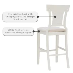 Kirkland's Home Wood And Rattan Upholstered Bar Stool- Bar Stools & Counter Height Stools