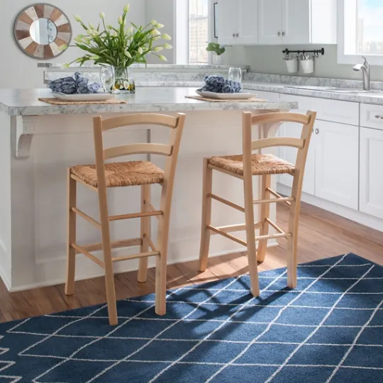 Kirkland's Home Wood And Seagrass Counter Stools, Set Of 2- Bar Stools & Counter Height Stools