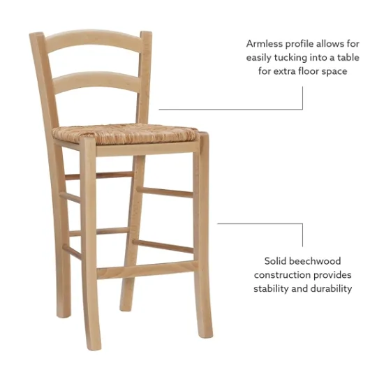 Kirkland's Home Wood And Seagrass Counter Stools, Set Of 2- Bar Stools & Counter Height Stools