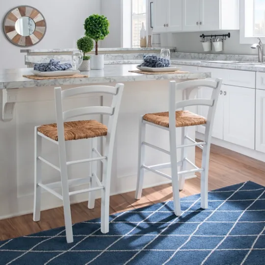 Kirkland's Home Wood And Seagrass Counter Stools, Set Of 2- Bar Stools & Counter Height Stools