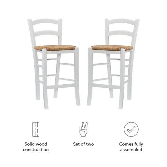 Kirkland's Home Wood And Seagrass Counter Stools, Set Of 2- Bar Stools & Counter Height Stools