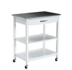 Kirkland's Home Wood And Stainless Steel Top Kitchen Cart- Kitchen Islands & Bar Carts
