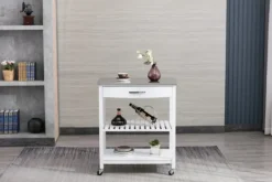 Kirkland's Home Wood And Stainless Steel Top Kitchen Cart- Kitchen Islands & Bar Carts