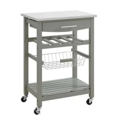 Kirkland's Home Wood And Stainless Steel Kitchen Cart- Kitchen Islands & Bar Carts