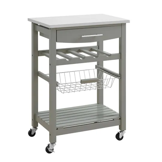 Kirkland's Home Wood And Stainless Steel Kitchen Cart- Kitchen Islands & Bar Carts