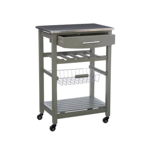 Kirkland's Home Wood And Stainless Steel Kitchen Cart- Kitchen Islands & Bar Carts