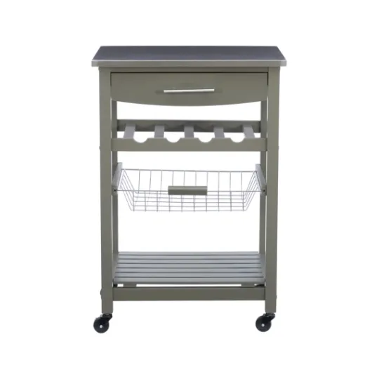 Kirkland's Home Wood And Stainless Steel Kitchen Cart- Kitchen Islands & Bar Carts