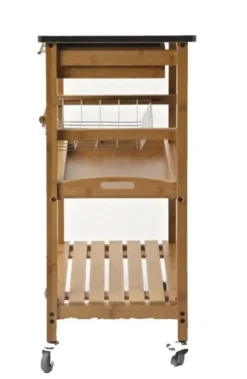 Kirkland's Home Wood And Stainless Steel 3-Tier Kitchen Cart- Kitchen Islands & Bar Carts