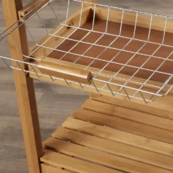 Kirkland's Home Wood And Stainless Steel 3-Tier Kitchen Cart- Kitchen Islands & Bar Carts