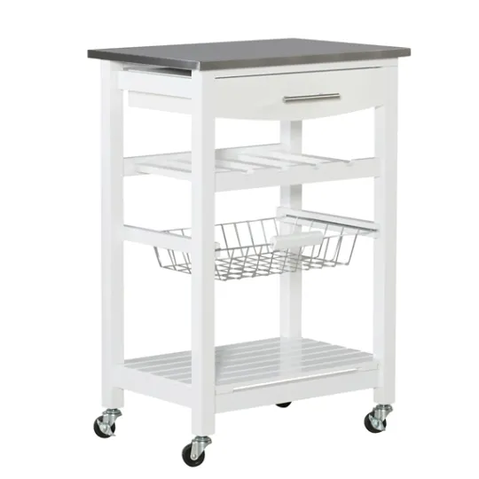 Kirkland's Home Wood And Stainless Steel Kitchen Cart- Kitchen Islands & Bar Carts