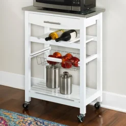 Kirkland's Home Wood And Stainless Steel Kitchen Cart- Kitchen Islands & Bar Carts