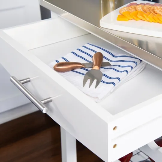 Kirkland's Home Wood And Stainless Steel Kitchen Cart- Kitchen Islands & Bar Carts