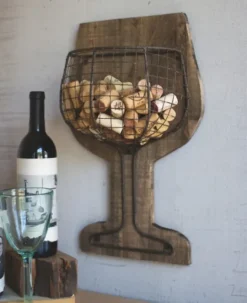 Kirkland's Home Wood And Wire Wall Wine Cork Holder- Wall Storage