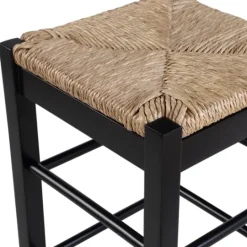 Kirkland's Home Wood And Woven Rush Counter Stool- Bar Stools & Counter Height Stools