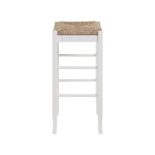 Kirkland's Home Wood And Woven Rush Square Bar Stool- Bar Stools & Counter Height Stools