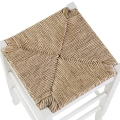 Kirkland's Home Wood And Woven Rush Square Bar Stool- Bar Stools & Counter Height Stools