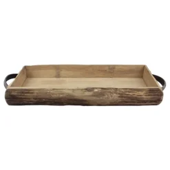 Kirkland's Home Wood Bark Serving Tray With Metal Handles- Decorative Bowls & Jars