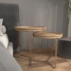 Kirkland's Home Wood Beaded Nesting Side Tables, Set Of 2- Accent & End Tables