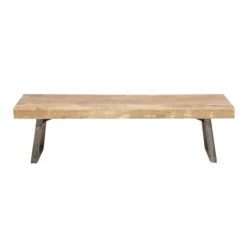 Kirkland's Home Wood Bench With Dark Gray Iron Base- Entryway Furniture
