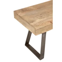 Kirkland's Home Wood Bench With Dark Gray Iron Base- Entryway Furniture